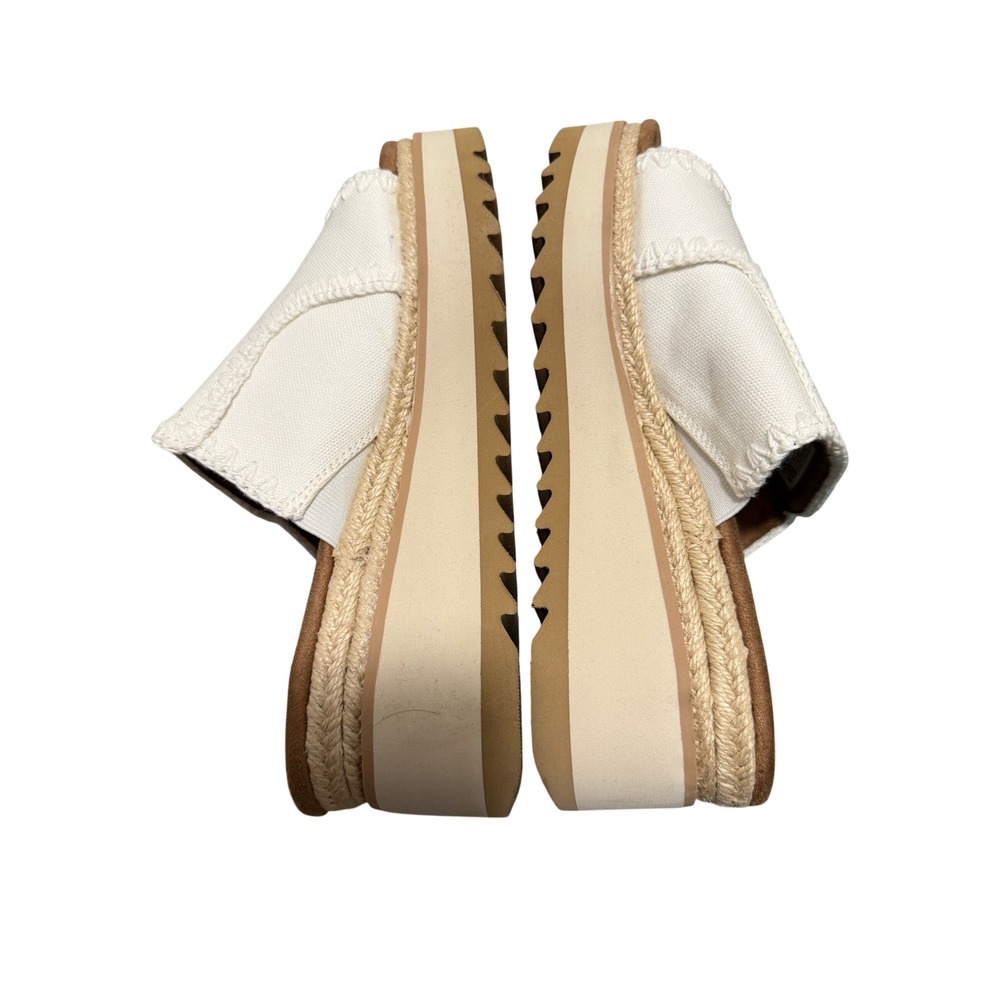 New/box TOMS Adria Platform Slide Sandals White Canvas Espadrille Women's Size 8 - Picture 3 of 7
